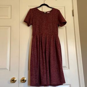 Midi-length Maroon Lularoe Amelia Dress
